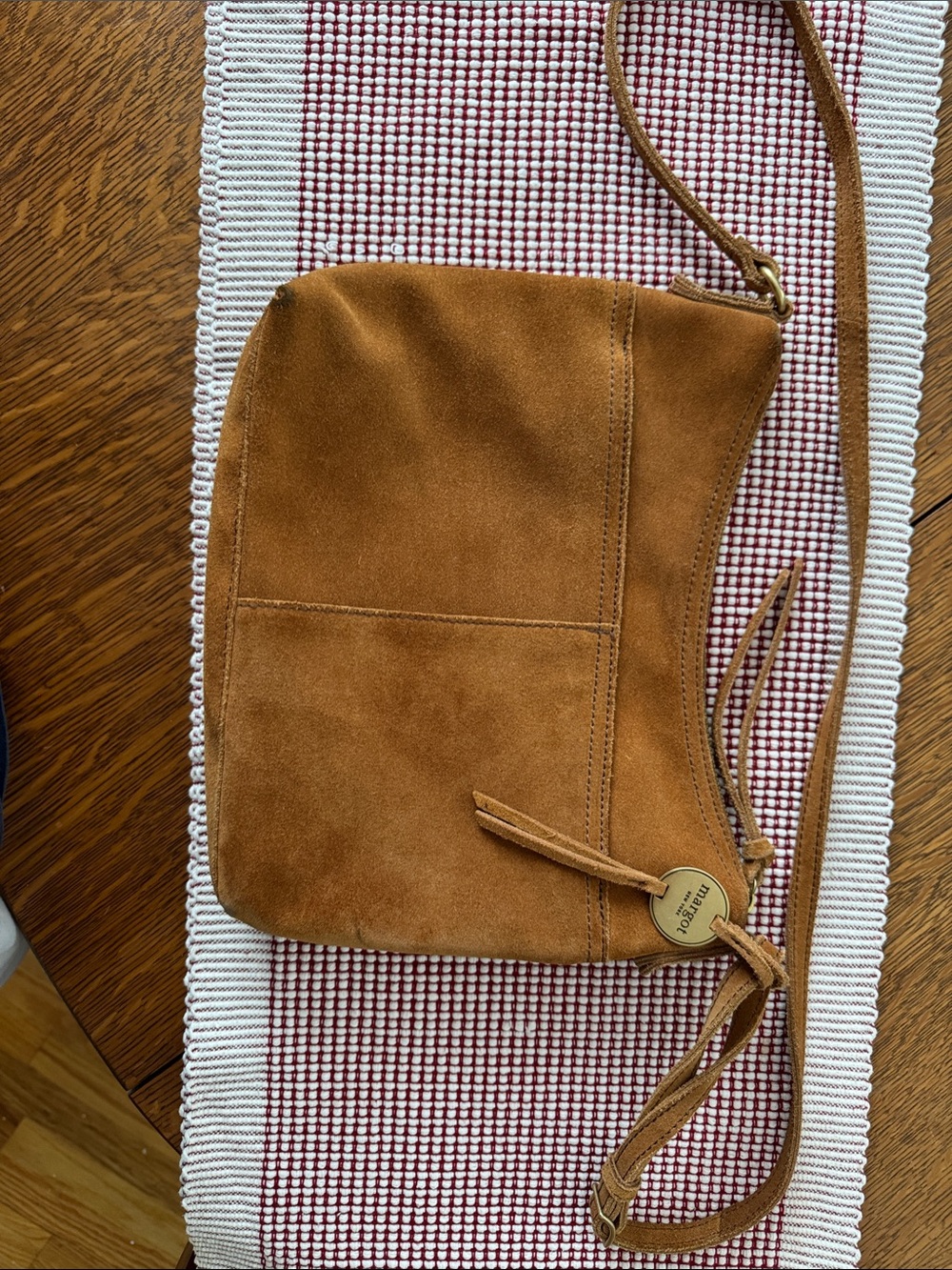 Suede Crossbody Bag in Tan